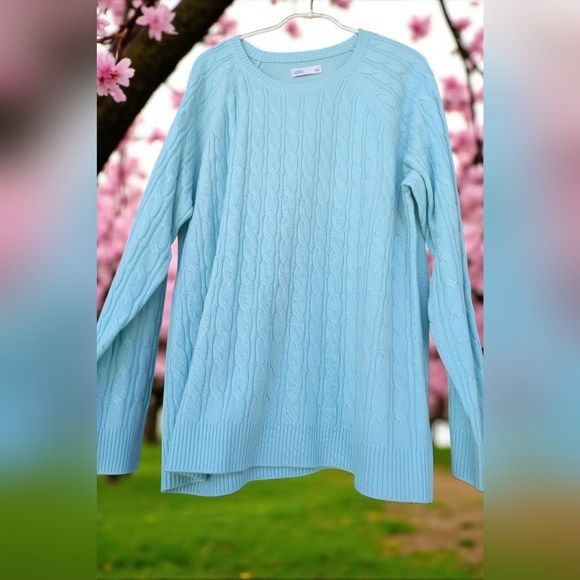 Croft & Barrow The Extra Soft Cabled Crew Neck Sweater Barefoot Beach Large EUC - Picture 6 of 10